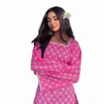 Women's Pink Printed Short Floral Kurti