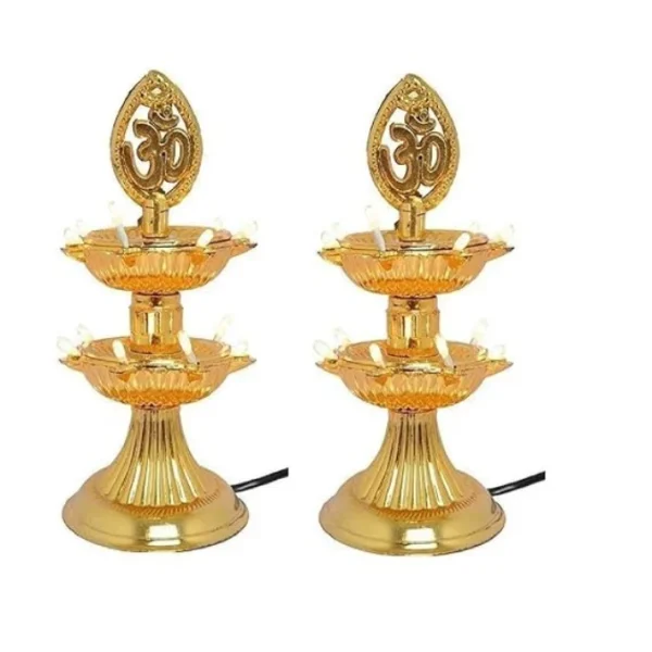Decorative 2-Layer Electric LED Diya (Set of 2)