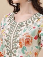 TRAHIMAM Cotton Blend Printed Kurti With Pants Women's Stitched Salwar Suit - Multicolor ( Pack of 1 ) - Image 3